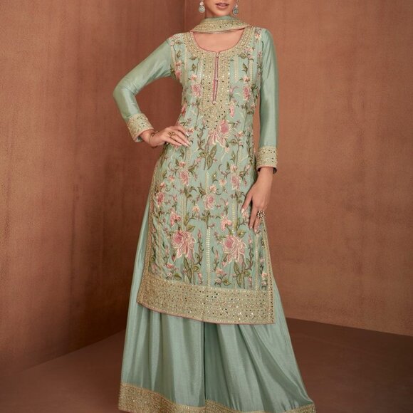 REAL CHINON SALWAR SUIT - Picture 1 of 12